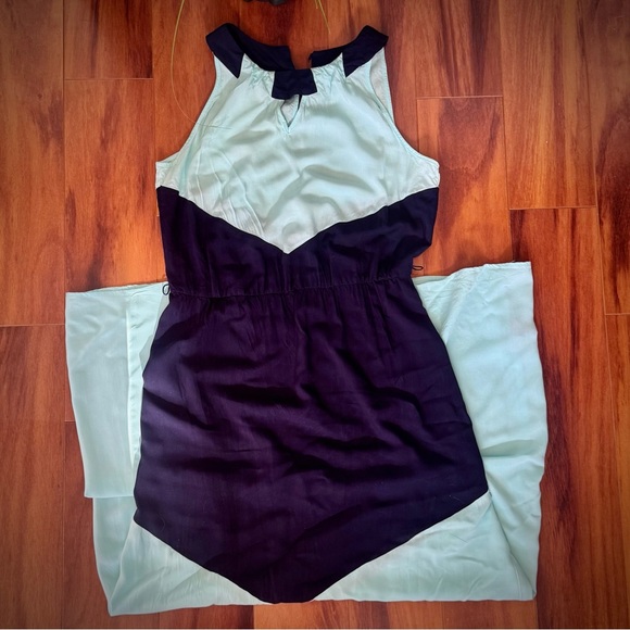 Iz Byer Mint & Navy Chevron Halter Maxi Dress - Picture 5 of 9